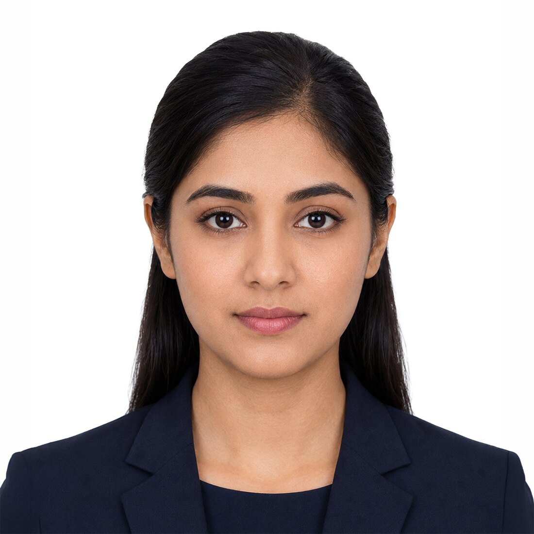 A 2x2 inch US visa photo taken at Sukoon Studio in Business Bay, Dubai
