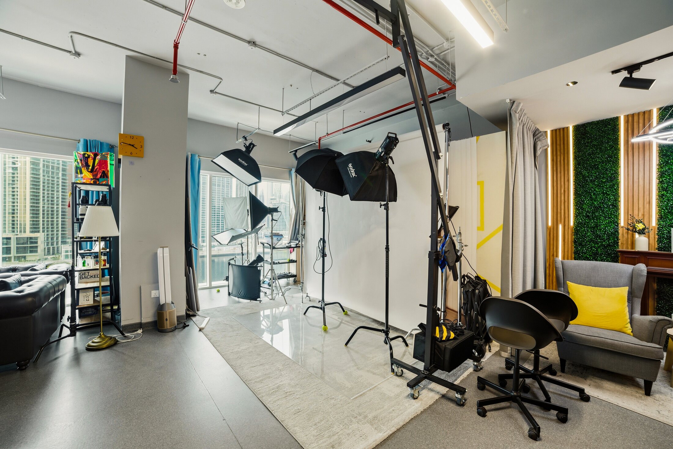 A photography session in progress at Sukoon Studio, Business Bay Dubai
